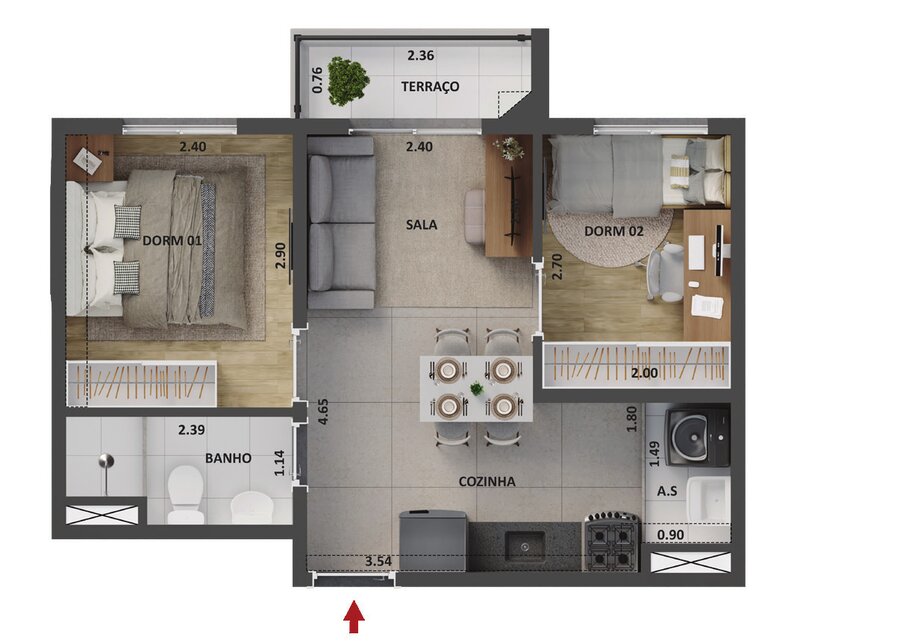 Planta 34,11 m²